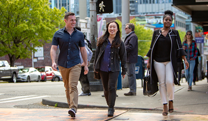 Students walking on campus